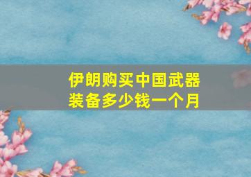 伊朗购买中国武器装备多少钱一个月