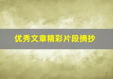 优秀文章精彩片段摘抄