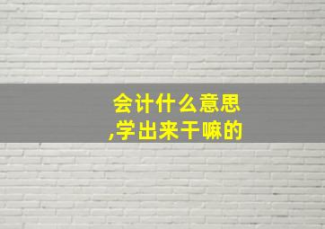 会计什么意思,学出来干嘛的