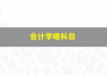 会计学啥科目