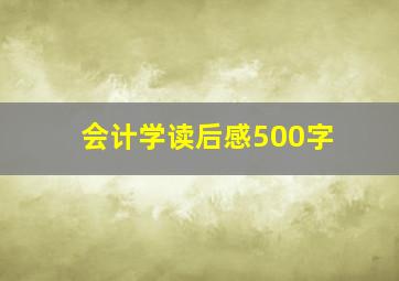 会计学读后感500字