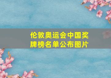 伦敦奥运会中国奖牌榜名单公布图片