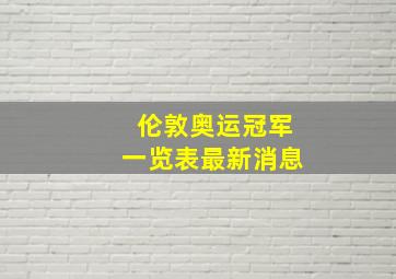 伦敦奥运冠军一览表最新消息