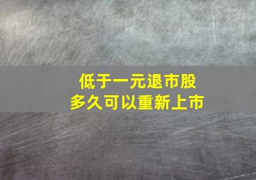 低于一元退市股多久可以重新上市