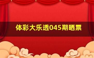 体彩大乐透045期晒票