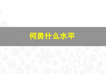 何勇什么水平