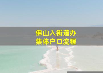 佛山入街道办集体户口流程