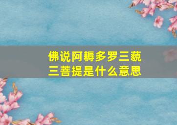 佛说阿耨多罗三藐三菩提是什么意思