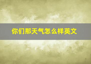 你们那天气怎么样英文