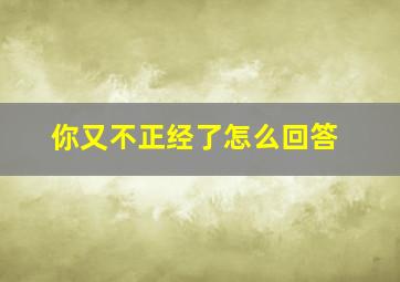 你又不正经了怎么回答