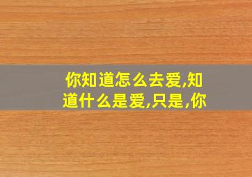 你知道怎么去爱,知道什么是爱,只是,你