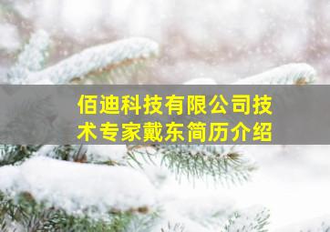 佰迪科技有限公司技术专家戴东简历介绍