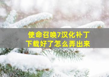 使命召唤7汉化补丁下载好了怎么弄出来