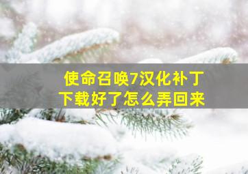 使命召唤7汉化补丁下载好了怎么弄回来