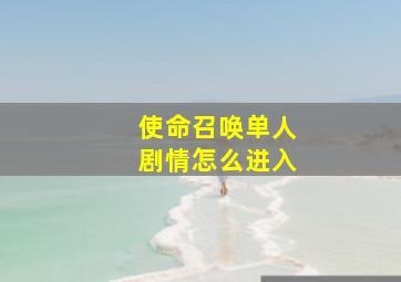 使命召唤单人剧情怎么进入