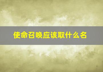 使命召唤应该取什么名