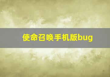 使命召唤手机版bug