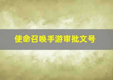 使命召唤手游审批文号