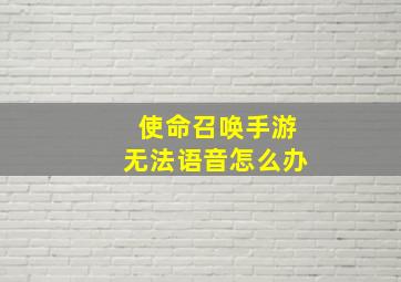 使命召唤手游无法语音怎么办