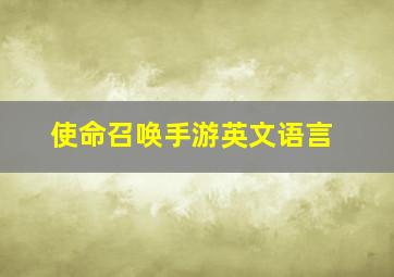 使命召唤手游英文语言