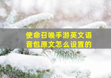 使命召唤手游英文语音包原文怎么设置的