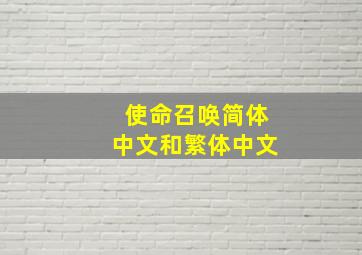 使命召唤简体中文和繁体中文