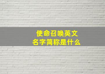 使命召唤英文名字简称是什么