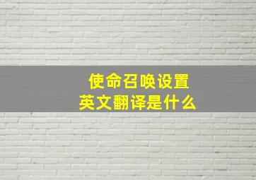 使命召唤设置英文翻译是什么