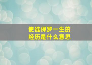 使徒保罗一生的经历是什么意思