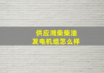 供应潍柴柴油发电机组怎么样