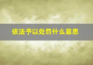 依法予以处罚什么意思