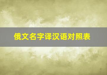 俄文名字译汉语对照表