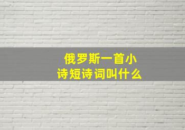 俄罗斯一首小诗短诗词叫什么