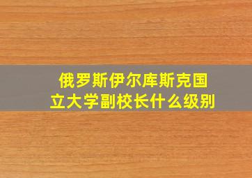 俄罗斯伊尔库斯克国立大学副校长什么级别