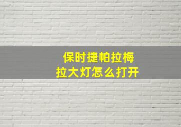 保时捷帕拉梅拉大灯怎么打开