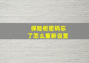 保险柜密码忘了怎么重新设置