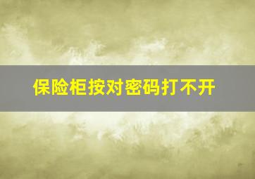 保险柜按对密码打不开