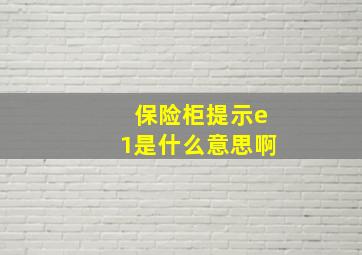 保险柜提示e1是什么意思啊