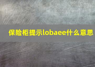 保险柜提示lobaee什么意思