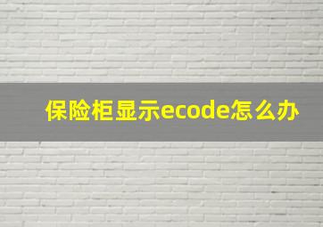 保险柜显示ecode怎么办