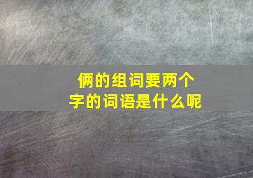 俩的组词要两个字的词语是什么呢