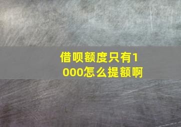 借呗额度只有1000怎么提额啊