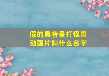 假的奥特曼打怪兽动画片叫什么名字