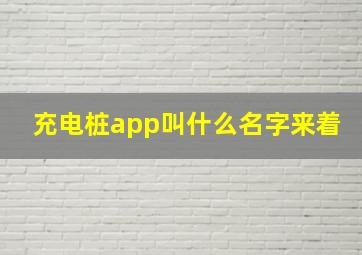 充电桩app叫什么名字来着