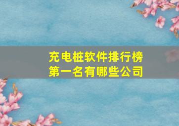 充电桩软件排行榜第一名有哪些公司