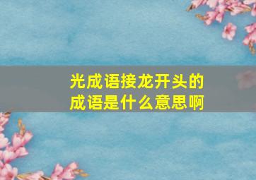 光成语接龙开头的成语是什么意思啊