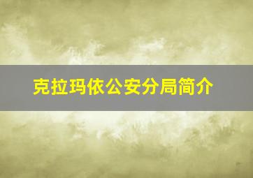 克拉玛依公安分局简介