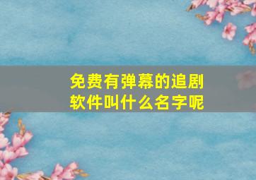 免费有弹幕的追剧软件叫什么名字呢