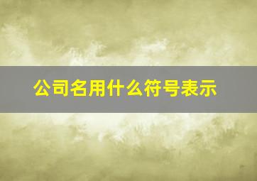 公司名用什么符号表示