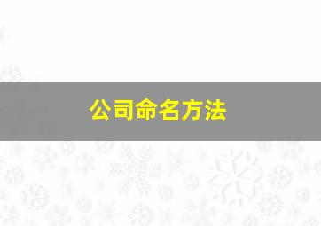 公司命名方法